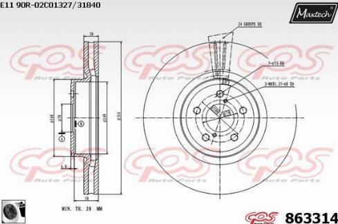 Maxtech 863314.0060 - Тормозной диск autospares.lv