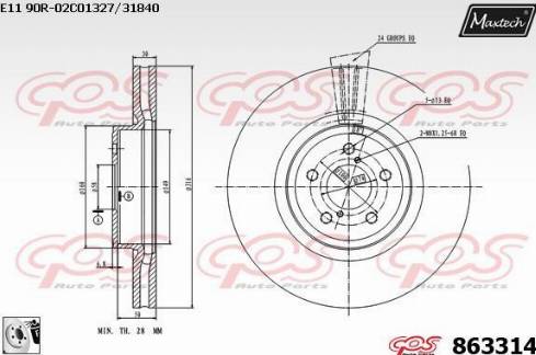 Maxtech 863314.0080 - Тормозной диск autospares.lv