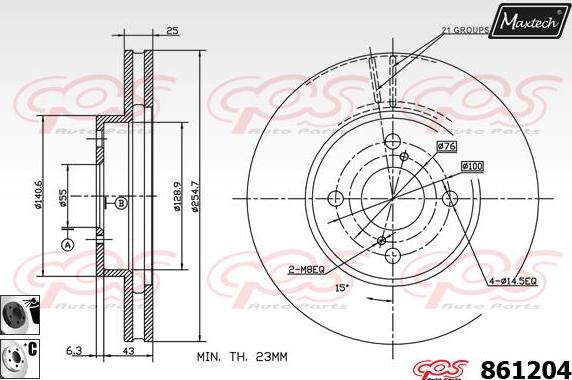 Maxtech 863314 - Тормозной диск autospares.lv