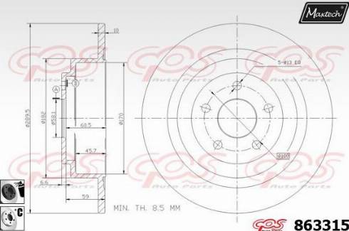 Maxtech 863315.6060 - Тормозной диск autospares.lv