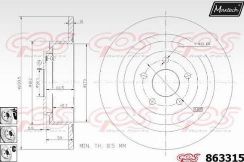 Maxtech 863315.6880 - Тормозной диск autospares.lv