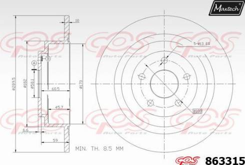 Maxtech 863315.0000 - Тормозной диск autospares.lv