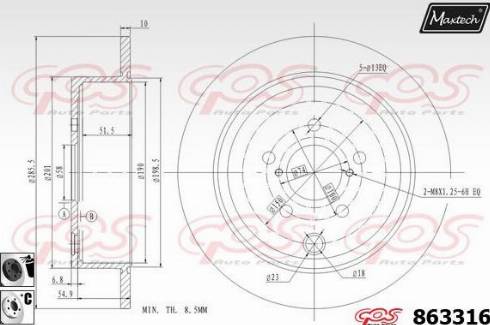 Maxtech 863316.6060 - Тормозной диск autospares.lv