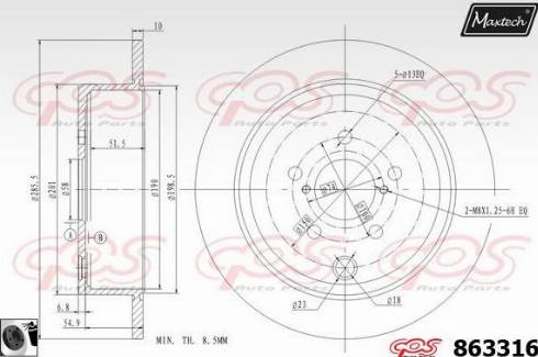 Maxtech 863316.0060 - Тормозной диск autospares.lv