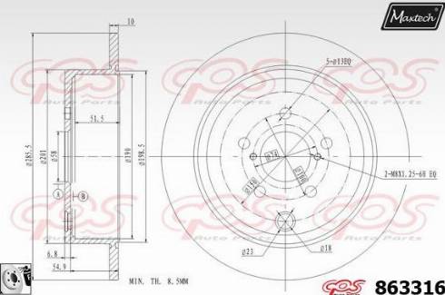 Maxtech 863316.0080 - Тормозной диск autospares.lv