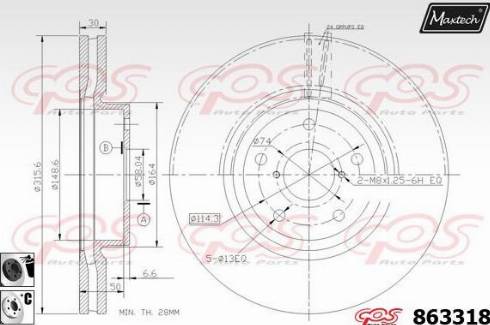 Maxtech 863318.6060 - Тормозной диск autospares.lv