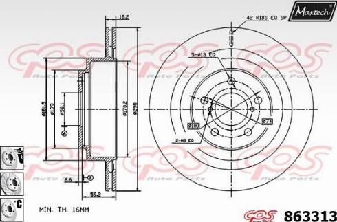 Maxtech 863313.6880 - Тормозной диск autospares.lv