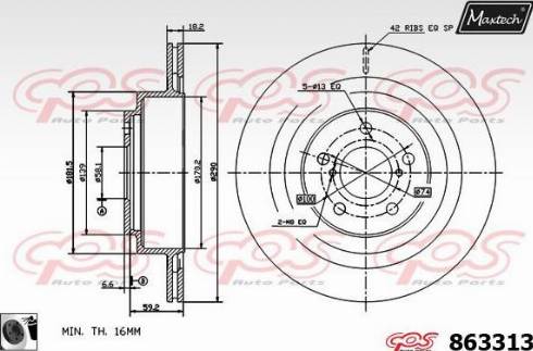 Maxtech 863313.0060 - Тормозной диск autospares.lv