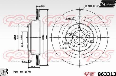 Maxtech 863313.0080 - Тормозной диск autospares.lv