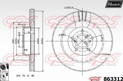 Maxtech 863312.6060 - Тормозной диск autospares.lv