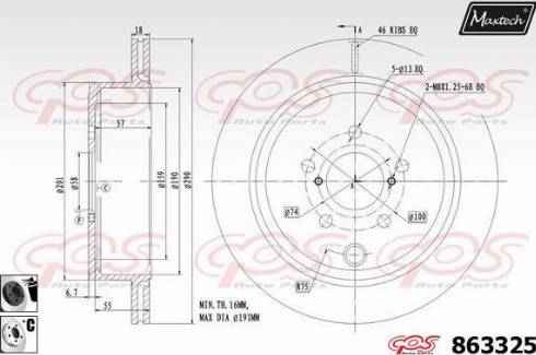 Maxtech 863325.6060 - Тормозной диск autospares.lv