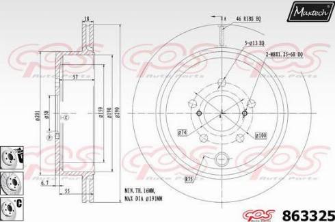 Maxtech 863325.6880 - Тормозной диск autospares.lv