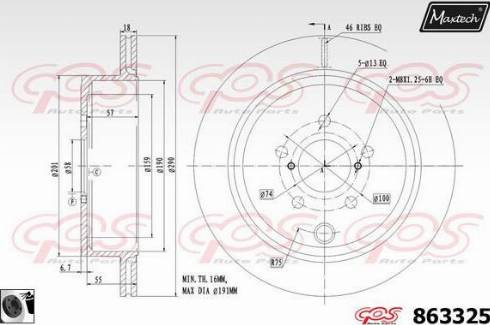 Maxtech 863325.0060 - Тормозной диск autospares.lv