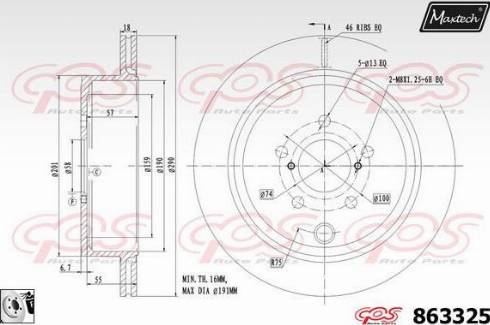 Maxtech 863325.0080 - Тормозной диск autospares.lv