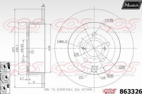 Maxtech 863326.6880 - Тормозной диск autospares.lv