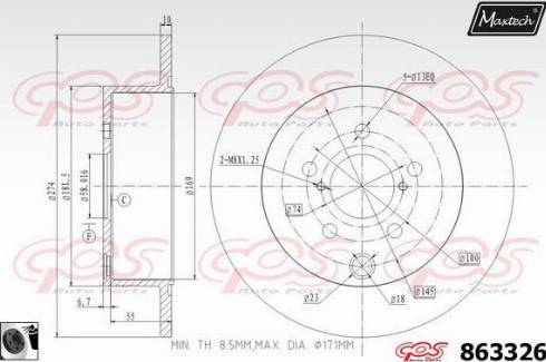 Maxtech 863326.0060 - Тормозной диск autospares.lv