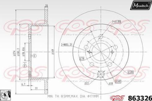 Maxtech 863326.0080 - Тормозной диск autospares.lv