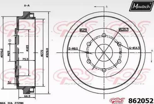 Maxtech 862052.0000 - Тормозной барабан autospares.lv