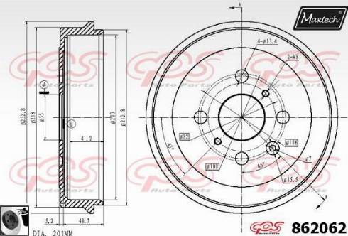 Maxtech 862062.0060 - Тормозной барабан autospares.lv