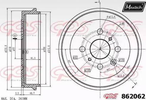 Maxtech 862062.0000 - Тормозной барабан autospares.lv