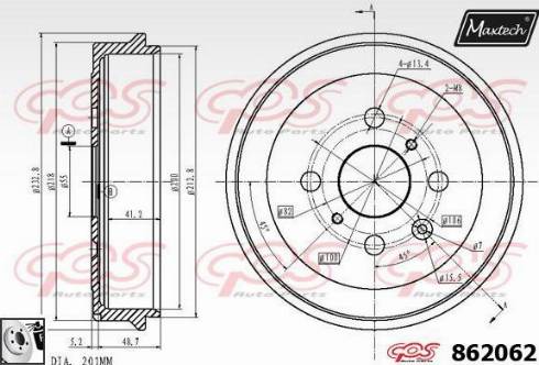 Maxtech 862062.0080 - Тормозной барабан autospares.lv