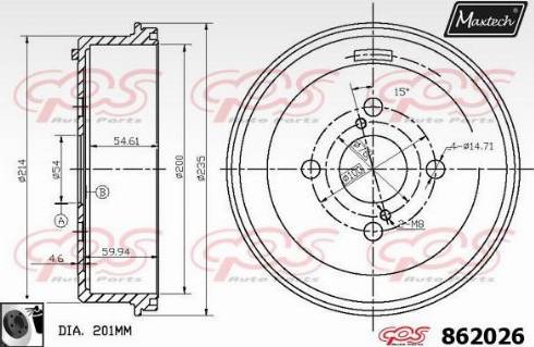 Maxtech 862026.0060 - Тормозной барабан autospares.lv