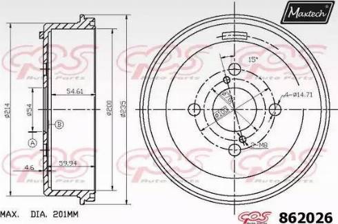 Maxtech 862026.0000 - Тормозной барабан autospares.lv