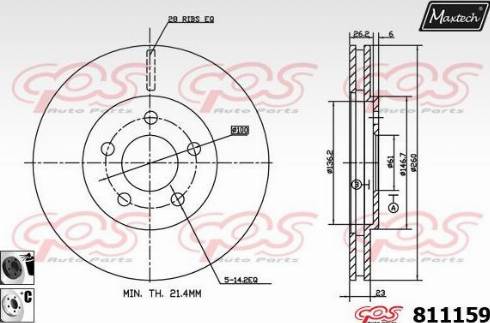 Maxtech 811159.6060 - Тормозной диск autospares.lv