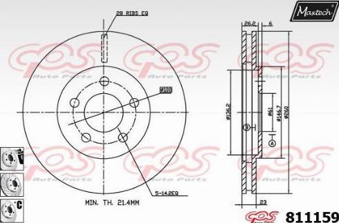 Maxtech 811159.6880 - Тормозной диск autospares.lv