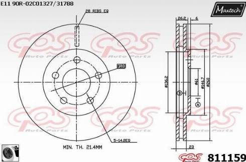 Maxtech 811159.0060 - Тормозной диск autospares.lv