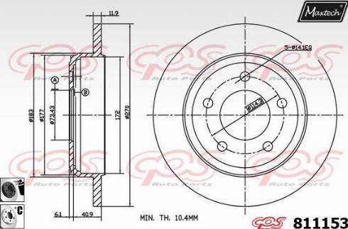 Maxtech 811153.6060 - Тормозной диск autospares.lv