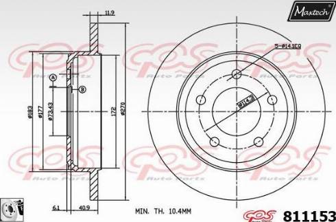 Maxtech 811153.0080 - Тормозной диск autospares.lv