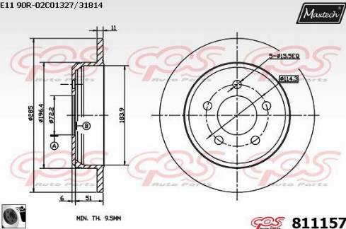 Maxtech 811157.0060 - Тормозной диск autospares.lv