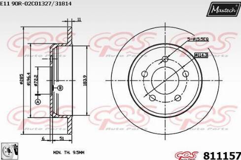 Maxtech 811157.0080 - Тормозной диск autospares.lv