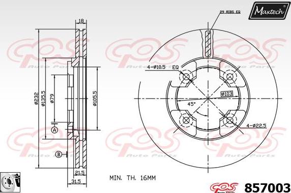 Maxtech 811169 - Тормозной диск autospares.lv