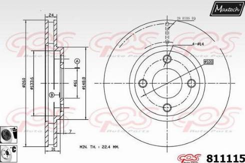 Maxtech 811115.6060 - Тормозной диск autospares.lv