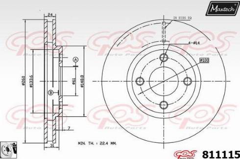 Maxtech 811115.0080 - Тормозной диск autospares.lv