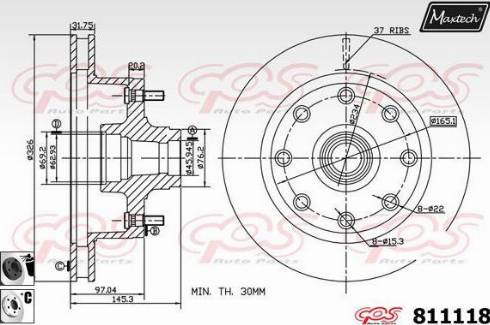 Maxtech 811118.6060 - Тормозной диск autospares.lv