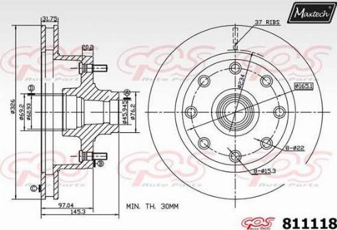 Maxtech 811118.0000 - Тормозной диск autospares.lv