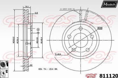 Maxtech 811120.6060 - Тормозной диск autospares.lv