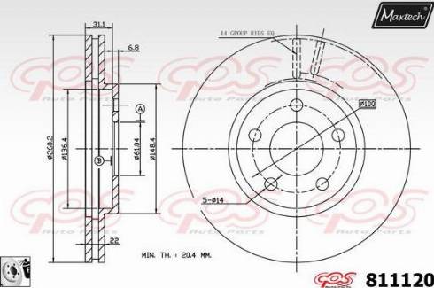 Maxtech 811120.0080 - Тормозной диск autospares.lv