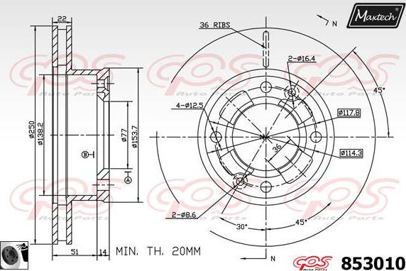 Maxtech 811127 - Тормозной диск autospares.lv