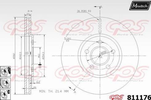 Maxtech 811176.6880 - Тормозной диск autospares.lv