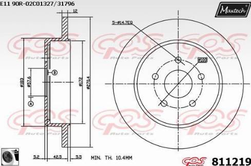 Maxtech 811219.0060 - Тормозной диск autospares.lv