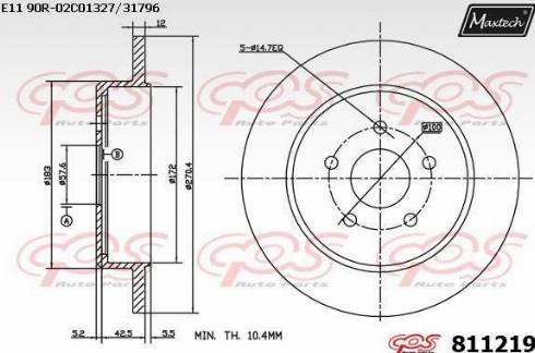 Maxtech 811219.0000 - Тормозной диск autospares.lv