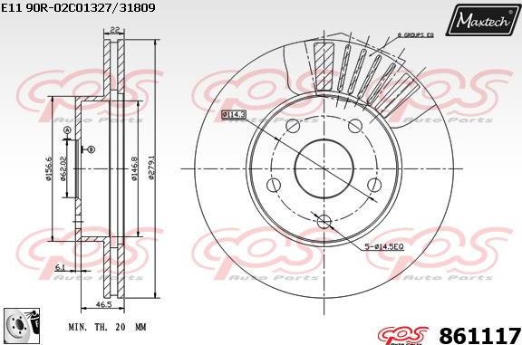 Maxtech 811219 - Тормозной диск autospares.lv