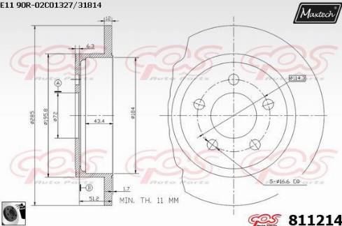 Maxtech 811214.0060 - Тормозной диск autospares.lv