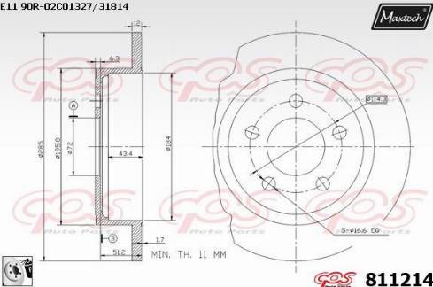 Maxtech 811214.0080 - Тормозной диск autospares.lv