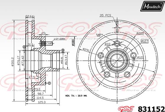 Maxtech 811212 - Тормозной диск autospares.lv