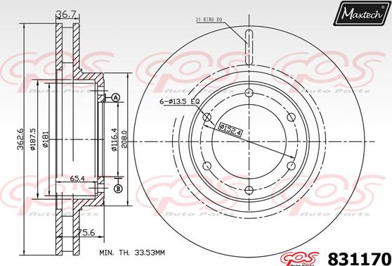 Maxtech 811235 - Тормозной диск autospares.lv